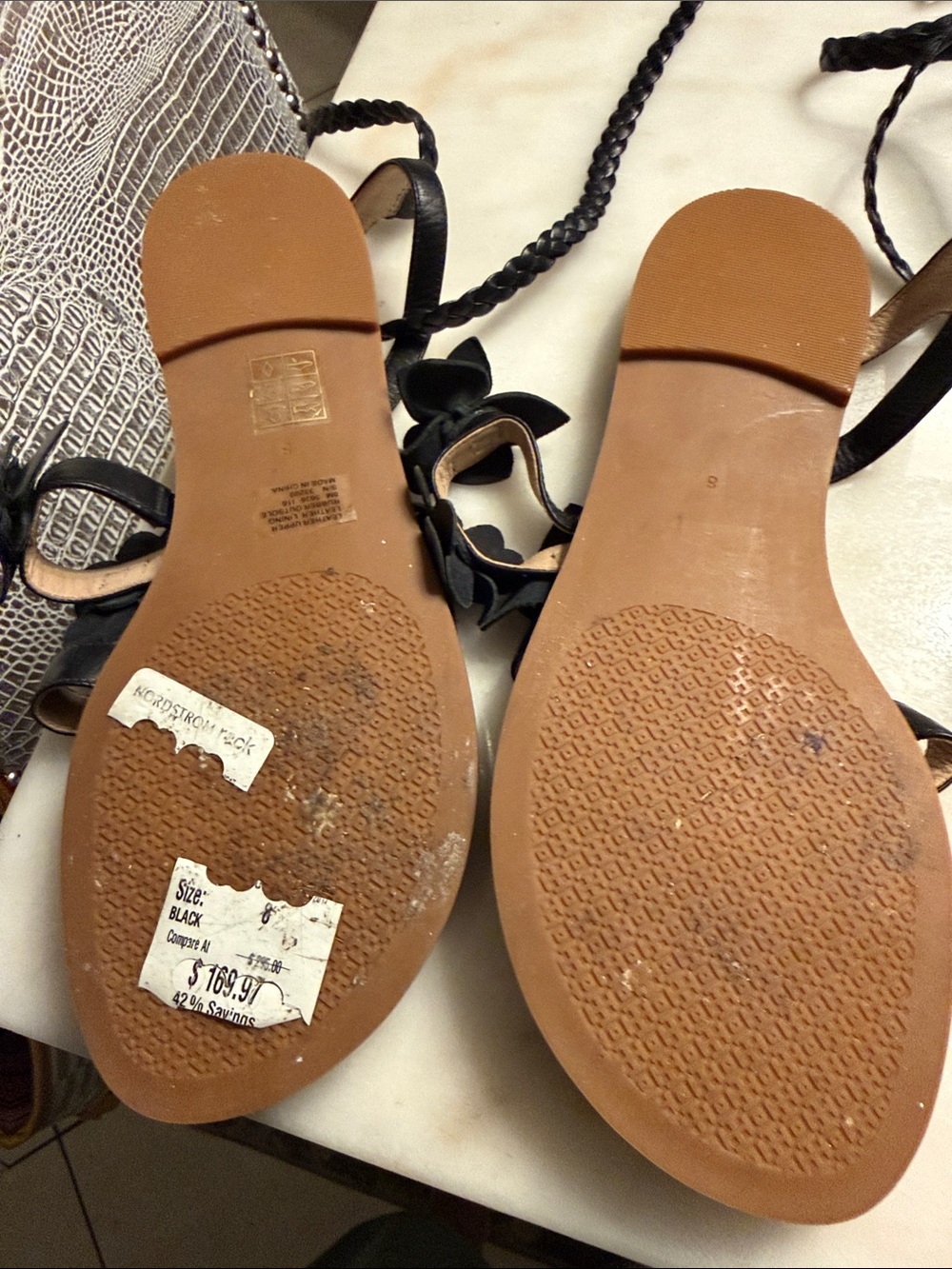 Tory Burch Black Floral Lace-Up Women's Sandals - Picture 3 of 6